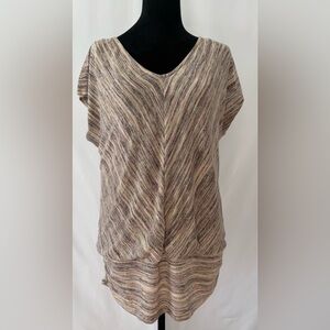 Knox Rose, V-Neck, Short Cap Sleeve, Banded Knit Top, Sixe XL